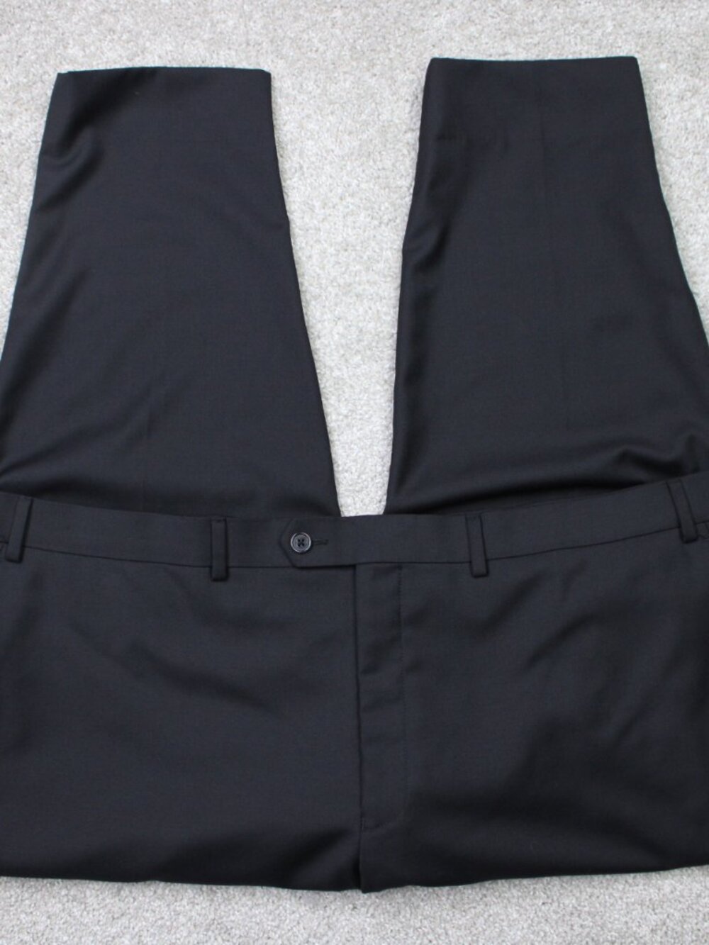 LAUREN Ralph Lauren Pants Mens 46x26 Black Natural Stretch Flat Front Wool/Poly